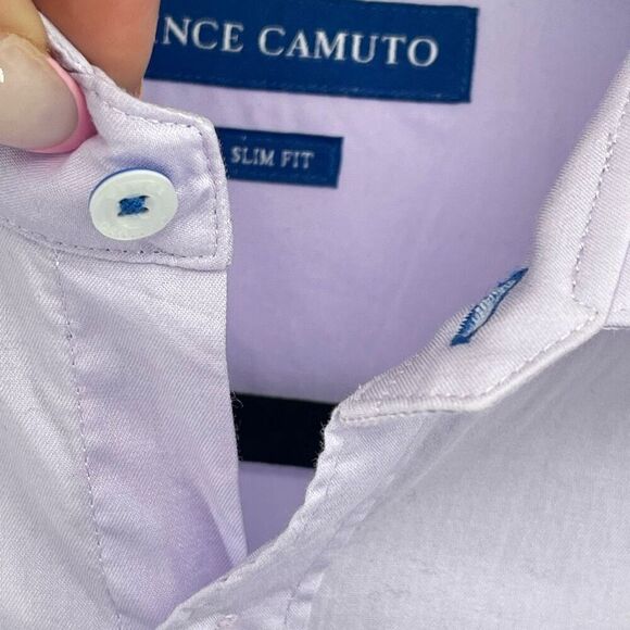 Vince Camuto Men’s Slim Fit Button Down Shirt – Lilac Purple – 15.5 32/33 - Picture 11 of 12